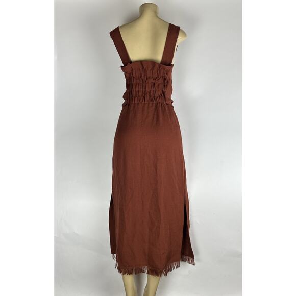 NANUSHKA RILEY BUTTON DOWN DRESS WITH FRINGE Size Small Red - Picture 4 of 13